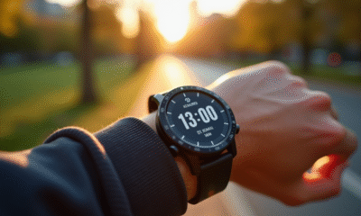Montre connectée affichant 13000 pas et distance km