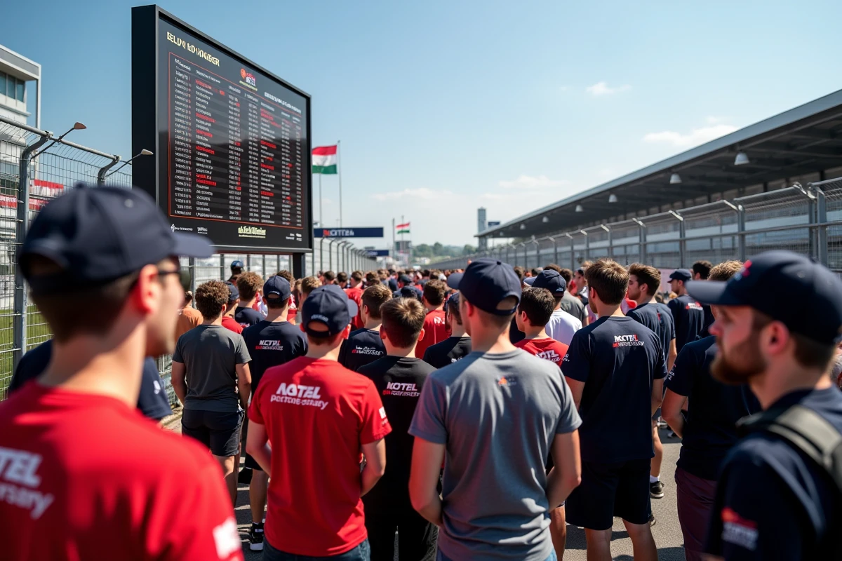 Fans motogp devant affichage au circuit hongrois