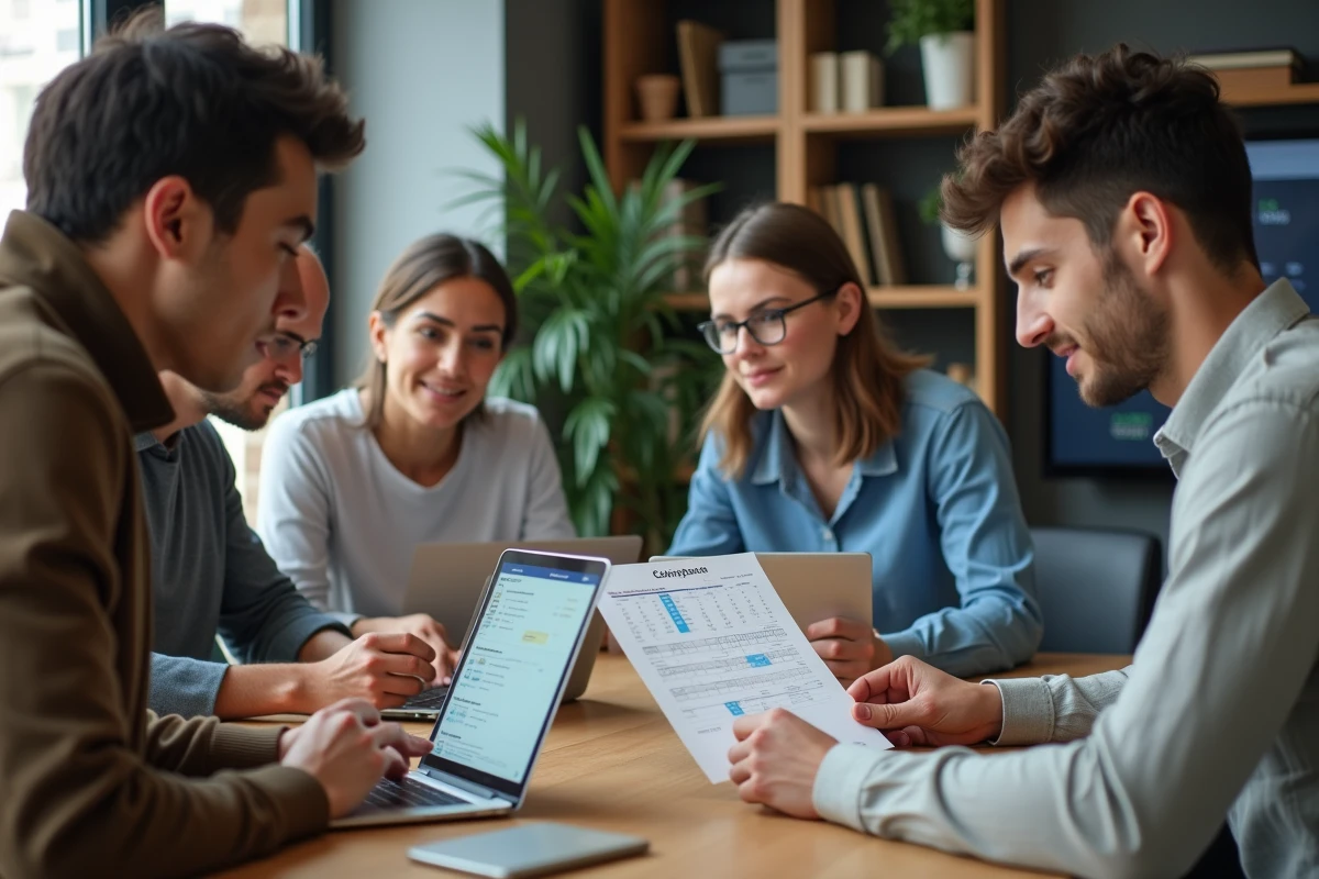 Groupe de jeunes adultes en réunion de travail