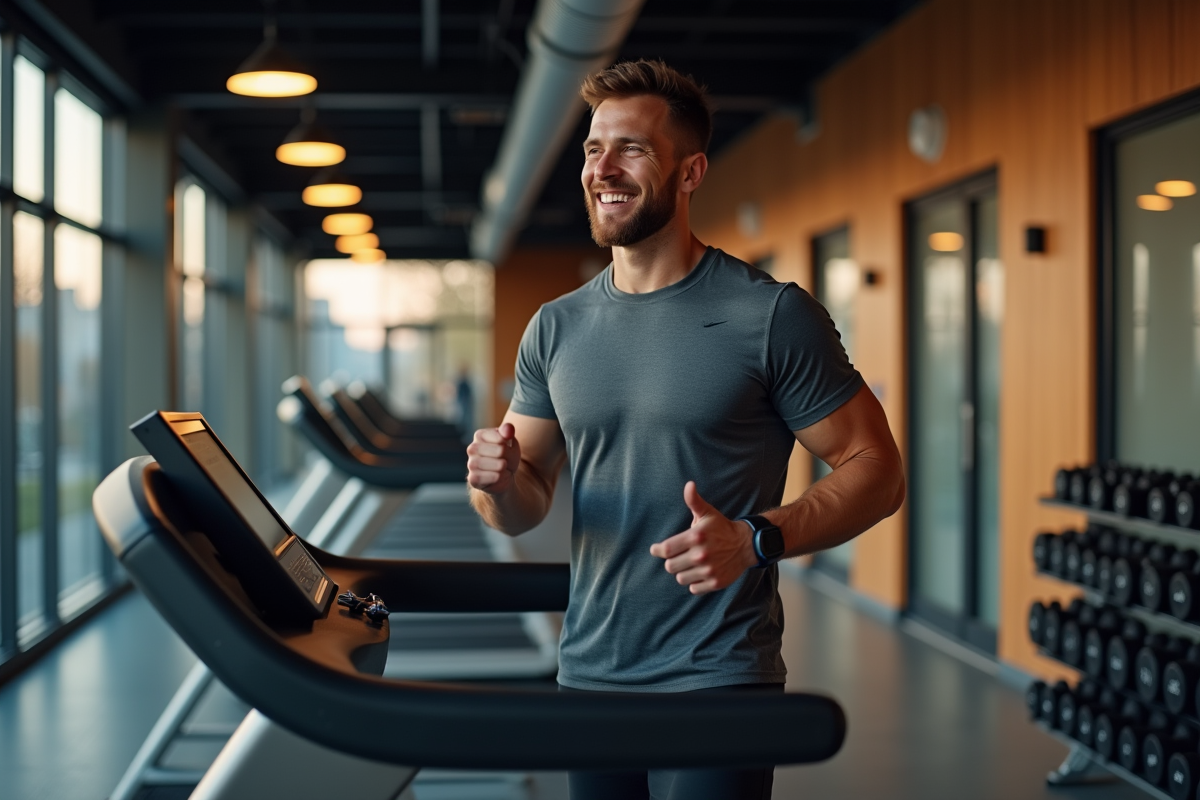 Homme en entraînement dans une salle de gym moderne