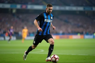 Joueur de l'Inter Milan en action sur le terrain lors d'un match de la saison 2026