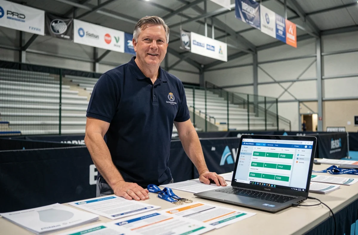 Organisateur de tournoi de padel gérant les inscriptions aux catégories P250 dans une salle de compétition