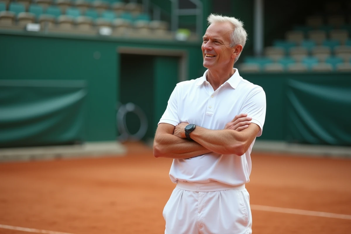 Stefan Edberg observe Federer sur court en clay